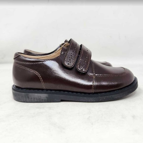 Little boys 11 (27EU) Elephantito wingtip strap brown dress school uniform shoes - Picture 4 of 11